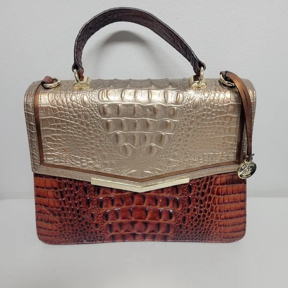 Brahmin Gabriella Rose Gold Provense Satchel Purse. - Picture 4 of 16